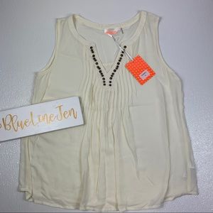 Moon Stitchfix Cream Embellished Tank Shell